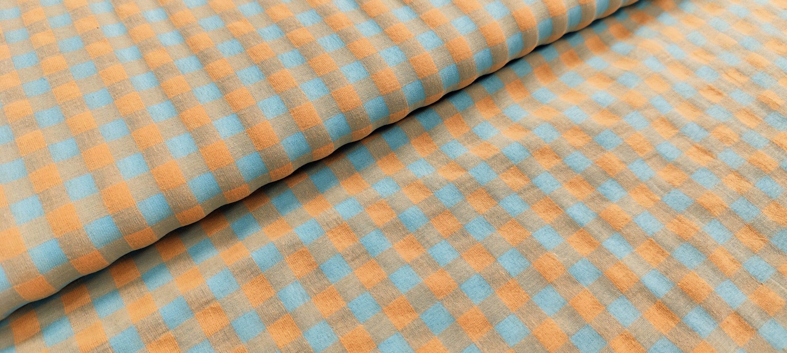 VICHY GINGHAM BICOLOR TURQUESA-NARANJA